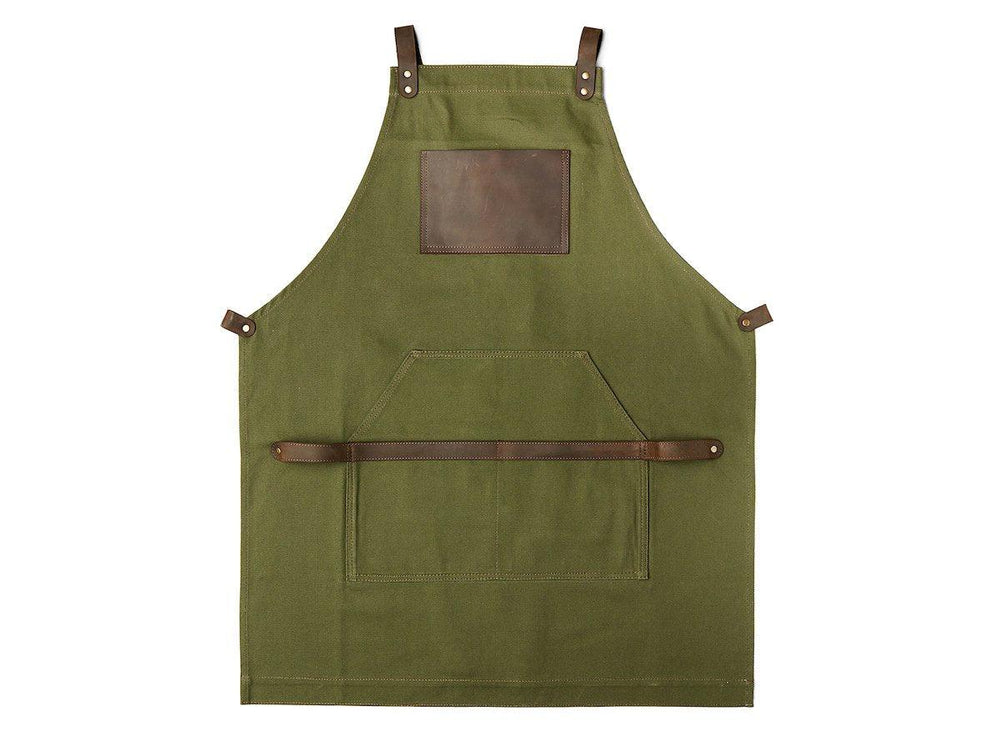 Canvas and Leather Apron - Green - olpr.