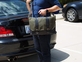 Canvas and Leather Messenger Bag - Black Briefcase - olpr.