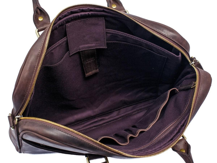 Crazy Horse Leather Laptop Bag Weekday - Brown Computer Bag - olpr.