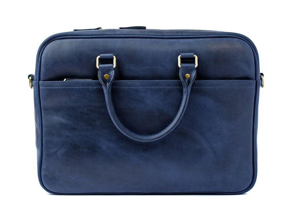 Crazy Horse Leather Laptop Bag Weekday - Navy Computer Bag - olpr.