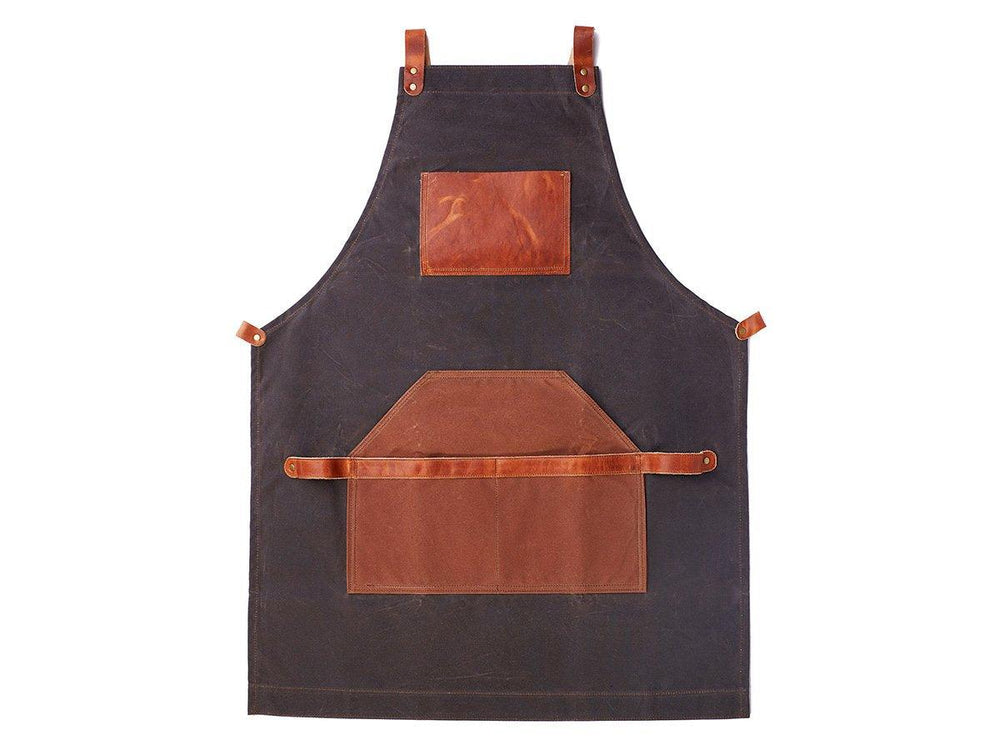
                      
                        Waxed Canvas and Leather Apron - Dark Chocolate Apron - olpr.
                      
                    