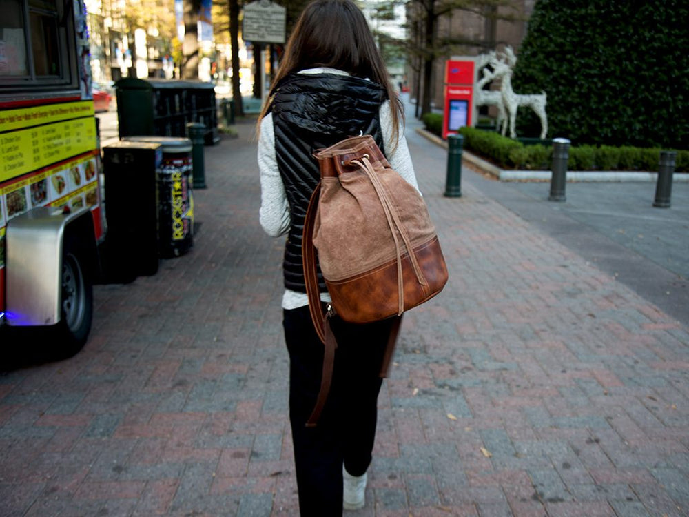 Milwaukee Leather Bucket Backpack - Chestnut Rucksack - olpr.