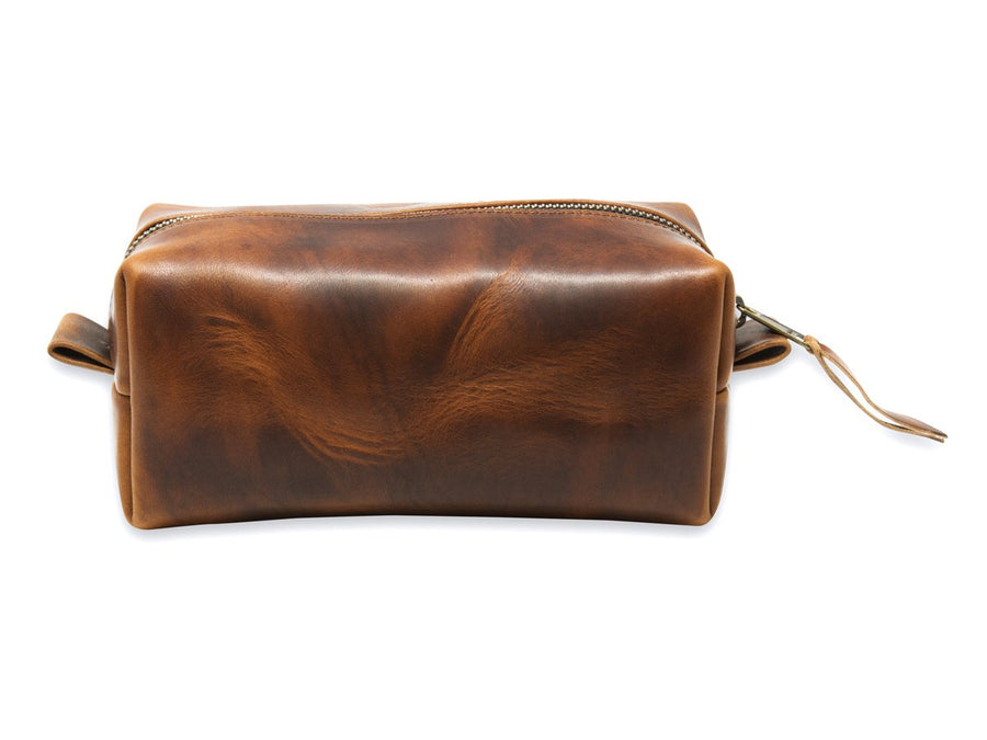 Leather Wash Bag / Dopp Kit - Brown