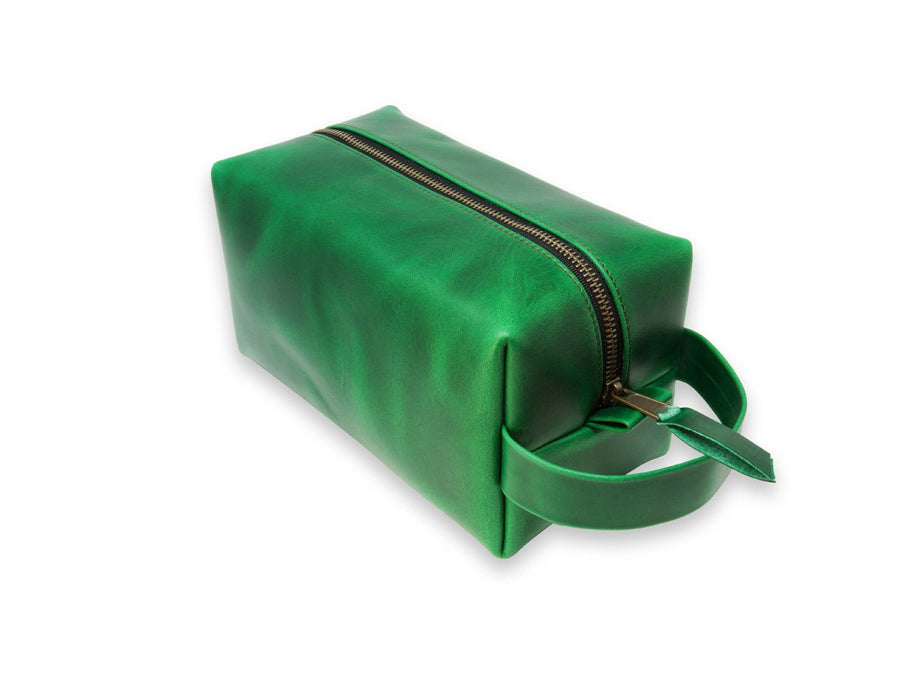 Mens Toiletry Bag: Green Dopp Kit  leather toiletry bag by KMM & Co.