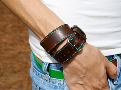 Milwaukee Leather Double Wrap Apple Watch Band - Chestnut iWatch Strap - olpr.