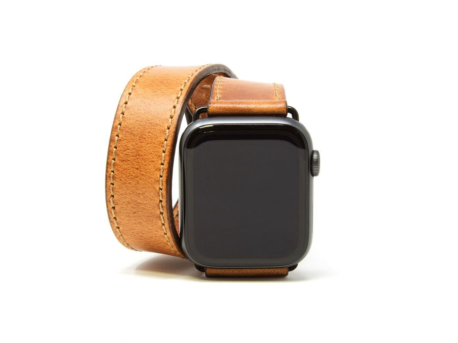 Milwaukee Leather Double Wrap Apple Watch Band - Natural iWatch Strap - olpr.