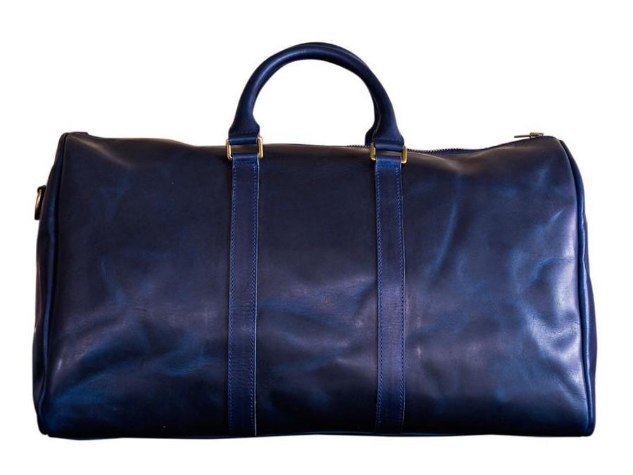 Navy leather duffle bag Clearance