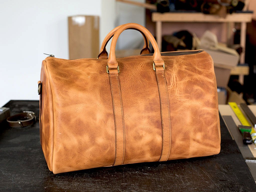 Horween Leather Duffle Bag - Natural Weekend Bag - olpr.