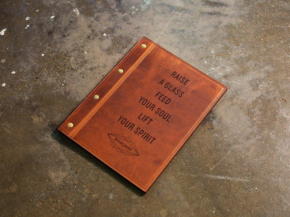 
                      
                        Milwaukee Leather Menu with Chicago Screws - Natural Menu Cover - olpr.
                      
                    