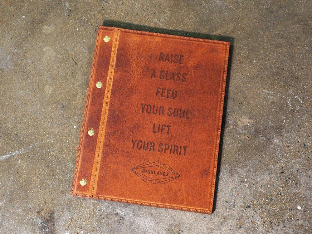 
                      
                        Milwaukee Leather Menu with Chicago Screws - Natural Menu Cover - olpr.
                      
                    