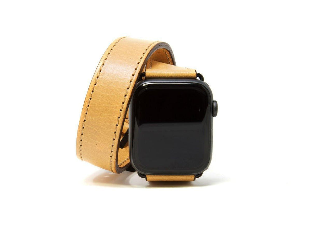 Italian Leather Double Wrap Apple Watch Band - Cream - olpr.