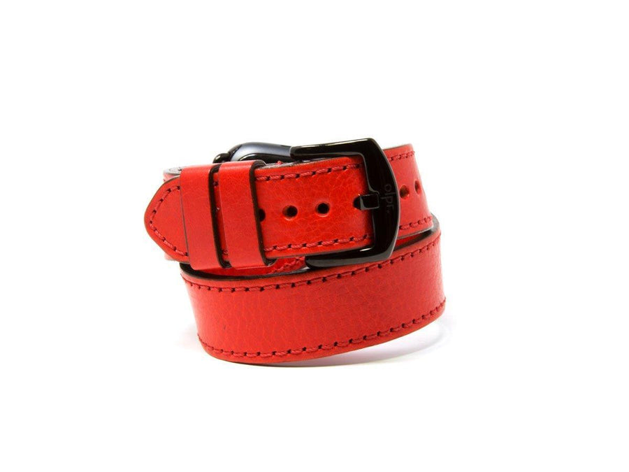 Italian Leather Double Wrap Apple Watch Band - Red - olpr.