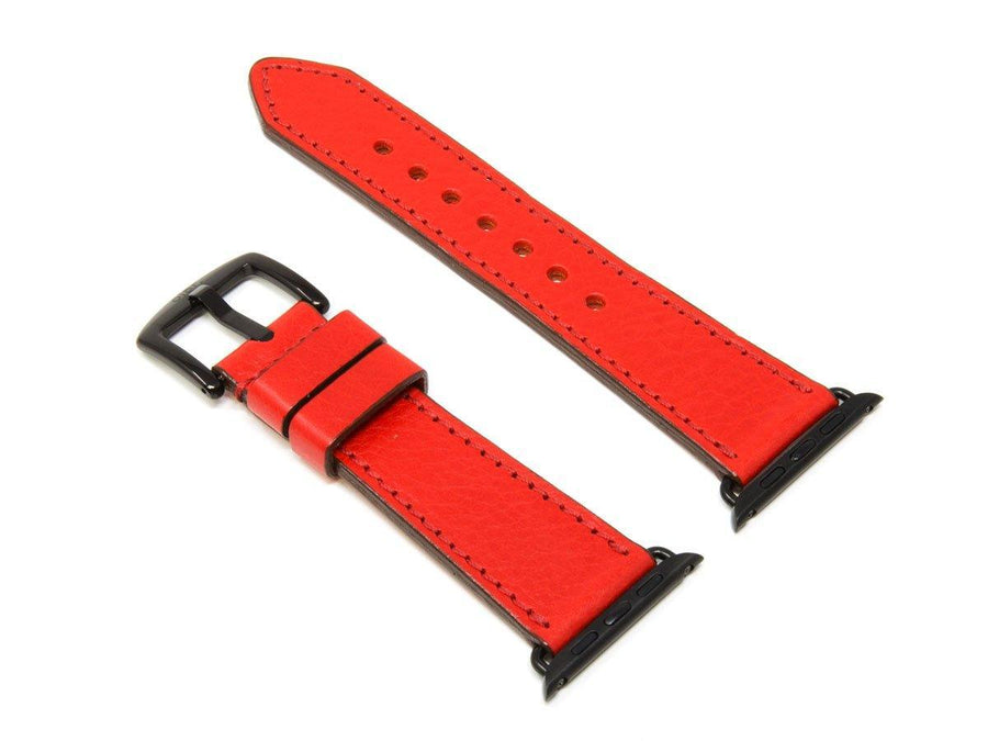 Rich Black Creme Stitch Leather Watch Strap