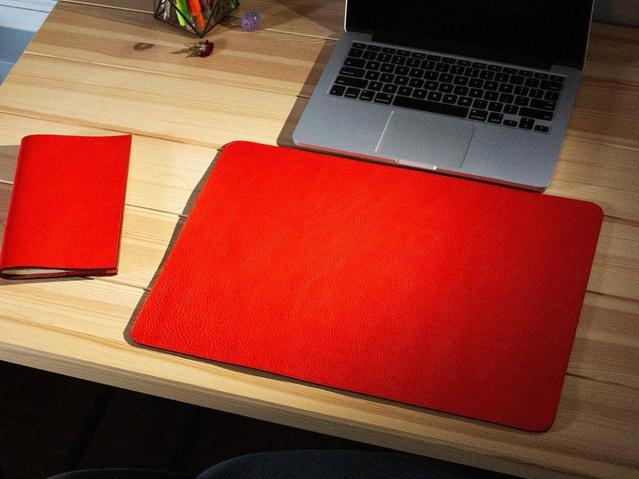 Italian Leather Table Mat - Red Desk Pad - olpr.