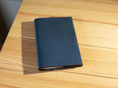 Pocket Italian Leather Lined Notebook - Blue Notebook - olpr.