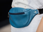 Soft Leather Belt Bag - Blue Waist Bag - olpr.