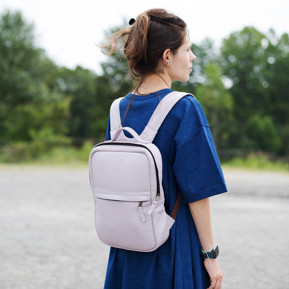 Personalized Soft Leather Square Backpack - Pink