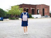 Soft Leather Square Backpack - Pink Rucksack - olpr.