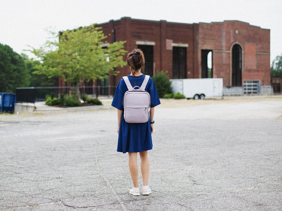 Soft Leather Square Backpack - Pink Rucksack - olpr.