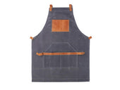 Waxed Canvas and Leather Apron - Grey Apron - olpr.