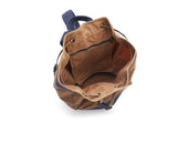 Crazy Horse Leather Bucket Backpack - Camel Rucksack - olpr.