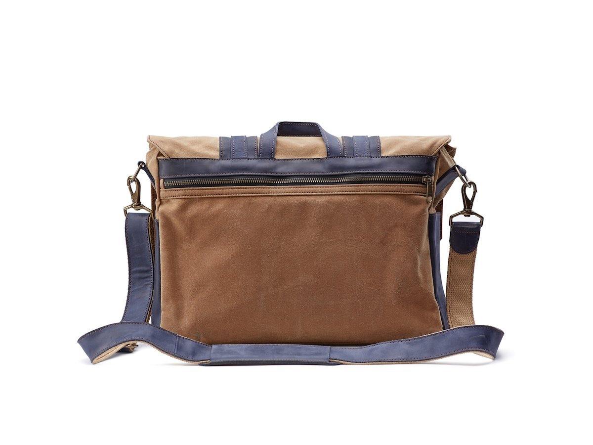 Canvas and Leather Messenger Bag - Navy